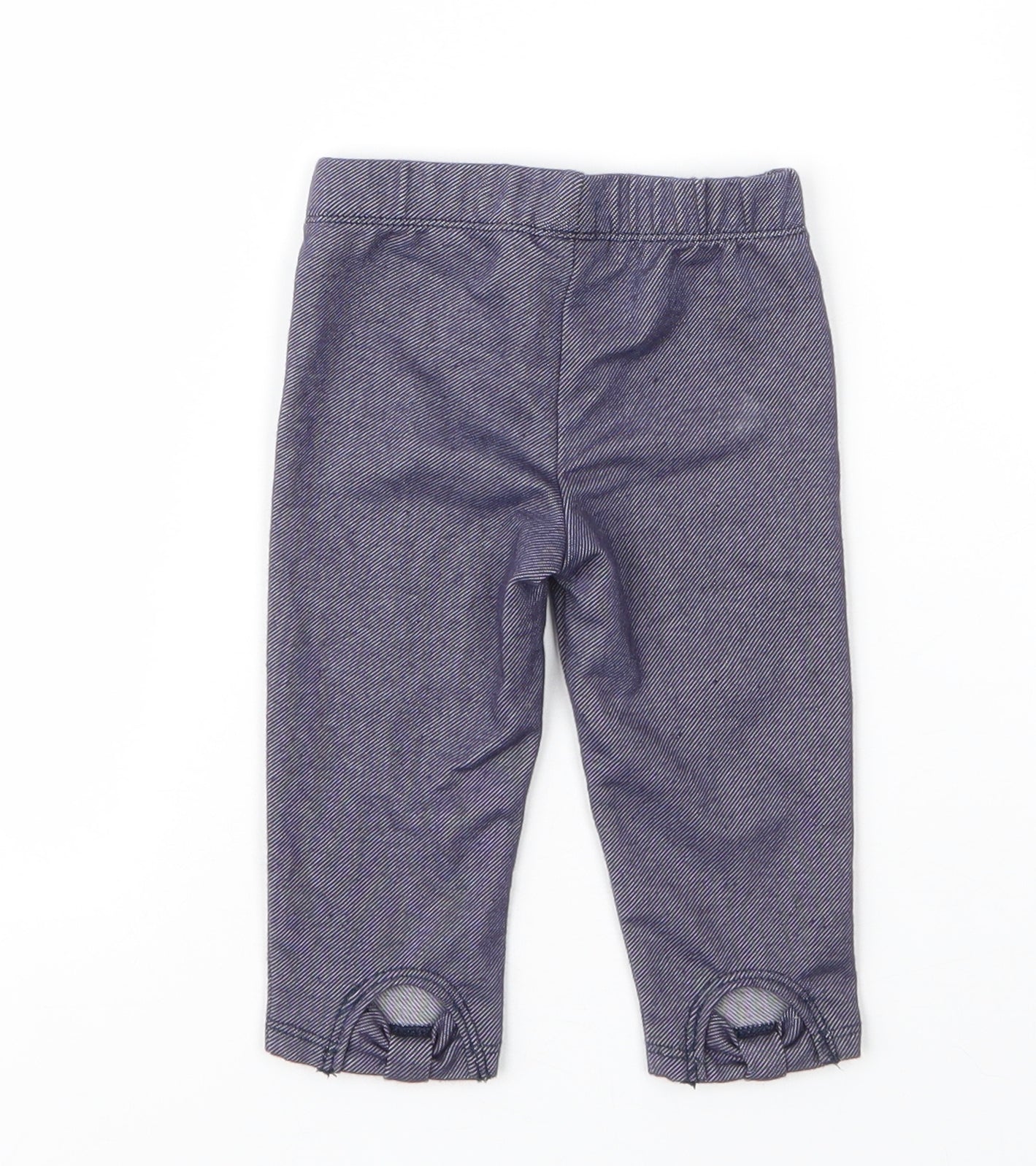 Preworn Girls Blue  Cotton Capri Leggings Size 3-6 Months