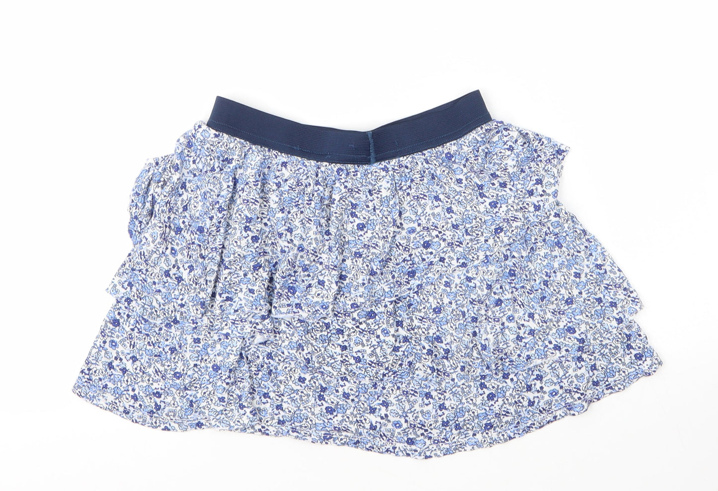 H&M Girls Blue Floral Viscose A-Line Skirt Size 9 Years  Regular