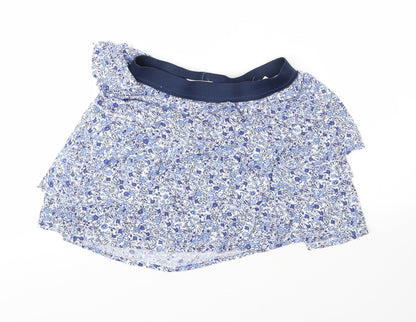 H&M Girls Blue Floral Viscose A-Line Skirt Size 9 Years  Regular