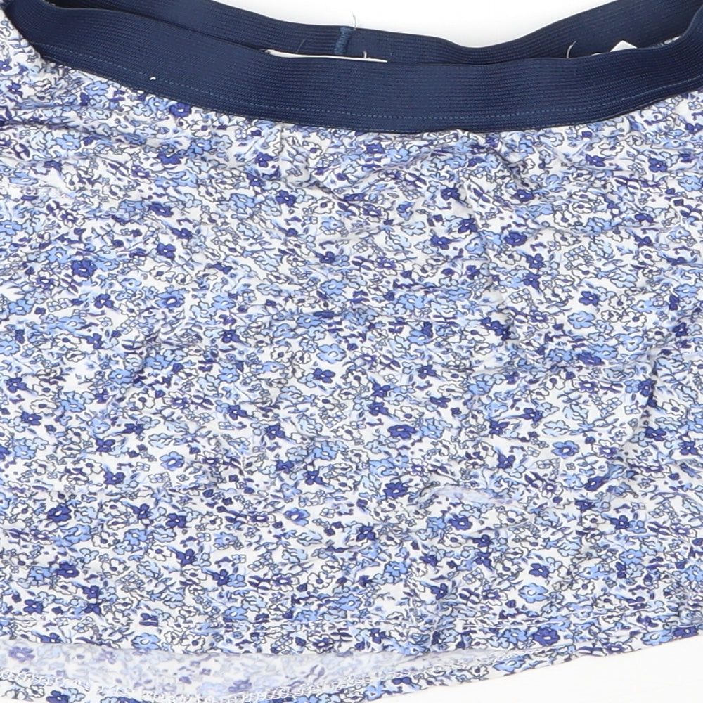 H&M Girls Blue Floral Viscose A-Line Skirt Size 9 Years  Regular