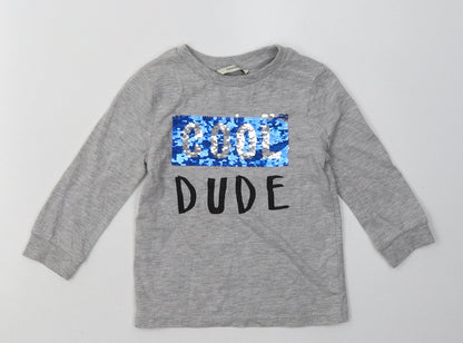 Additional front view of George boys’ grey polyester basic casual, size 2-3, years crew neck pullover - cool dude