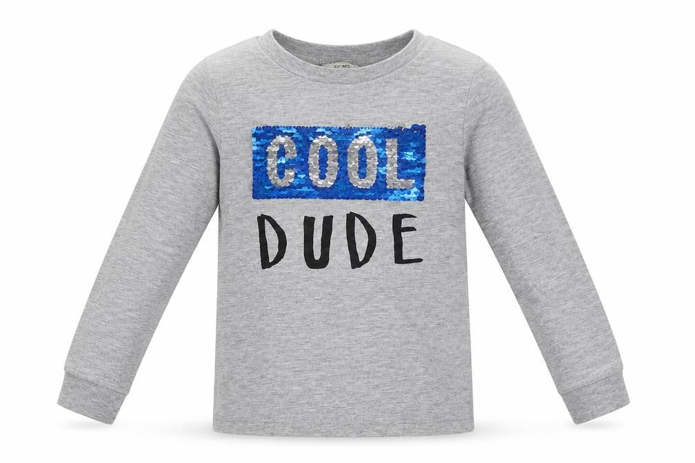 Front view of George boys’ grey polyester basic casual, size 2-3, years crew neck pullover - cool dude