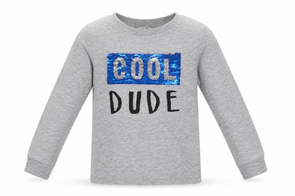 Front view of George boys’ grey polyester basic casual, size 2-3, years crew neck pullover - cool dude