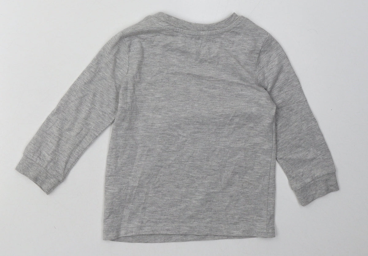 Back view of George boys’ grey polyester basic casual, size 2-3, years crew neck pullover - cool dude
