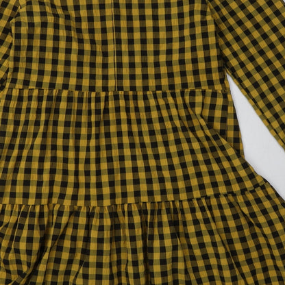 New Look Womens Yellow Check Polyester A-Line  Size 8  Crew Neck Tie