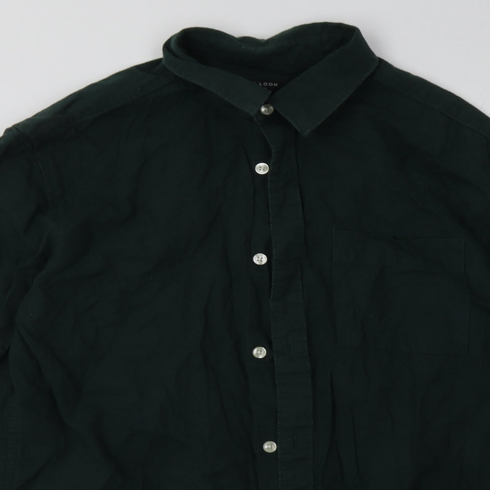 Mens UK Size M New Look Green  Button-Up Long Sleeve Casual Shirt
