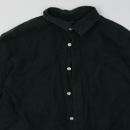 Mens UK Size M New Look Green  Button-Up Long Sleeve Casual Shirt