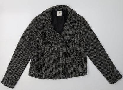 sainsburys Womens Black Geometric  Jacket  Size 14  Zip