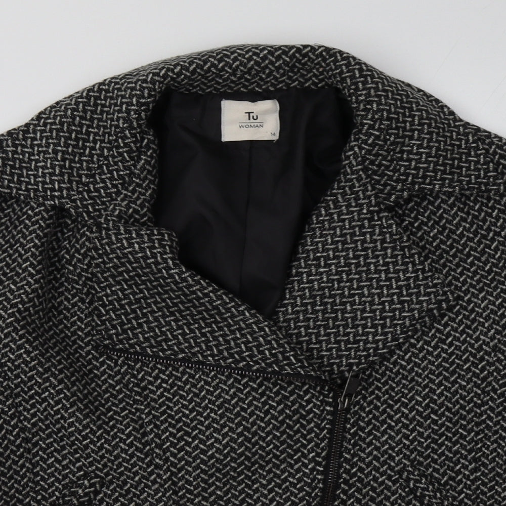sainsburys Womens Black Geometric  Jacket  Size 14  Zip