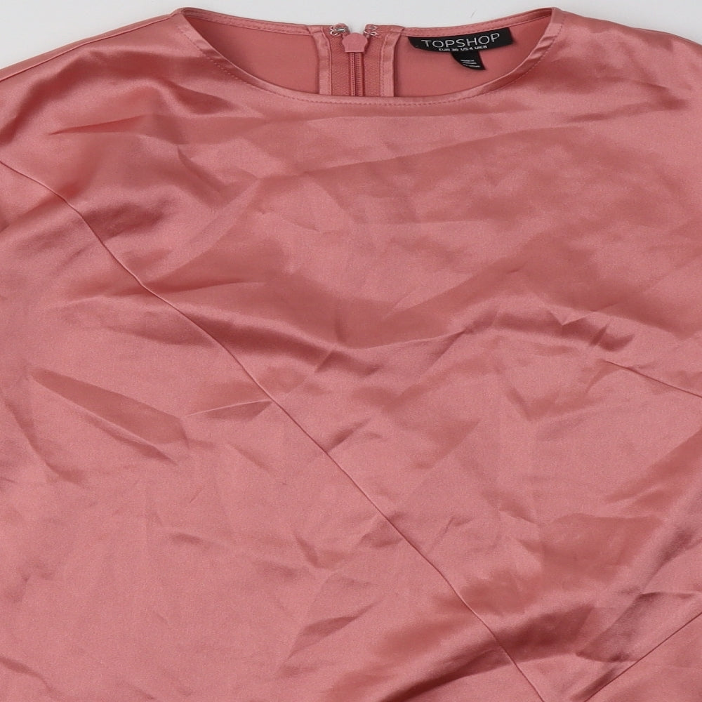 Womens UK Size 8 Topshop Pink Basic Blouse