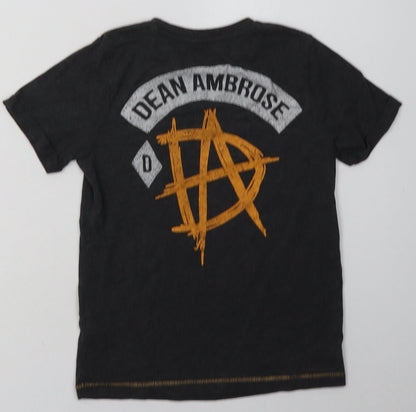 F&F Boys Grey  Polyester Basic T-Shirt Size 7-8 Years Crew Neck Pullover - dean ambrose