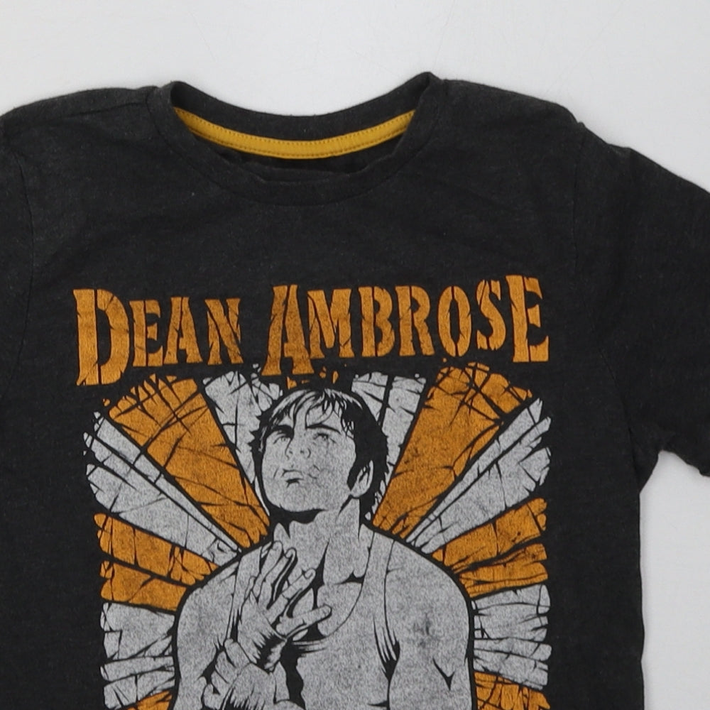 F&F Boys Grey  Polyester Basic T-Shirt Size 7-8 Years Crew Neck Pullover - dean ambrose