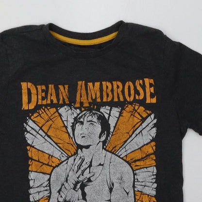 F&F Boys Grey  Polyester Basic T-Shirt Size 7-8 Years Crew Neck Pullover - dean ambrose