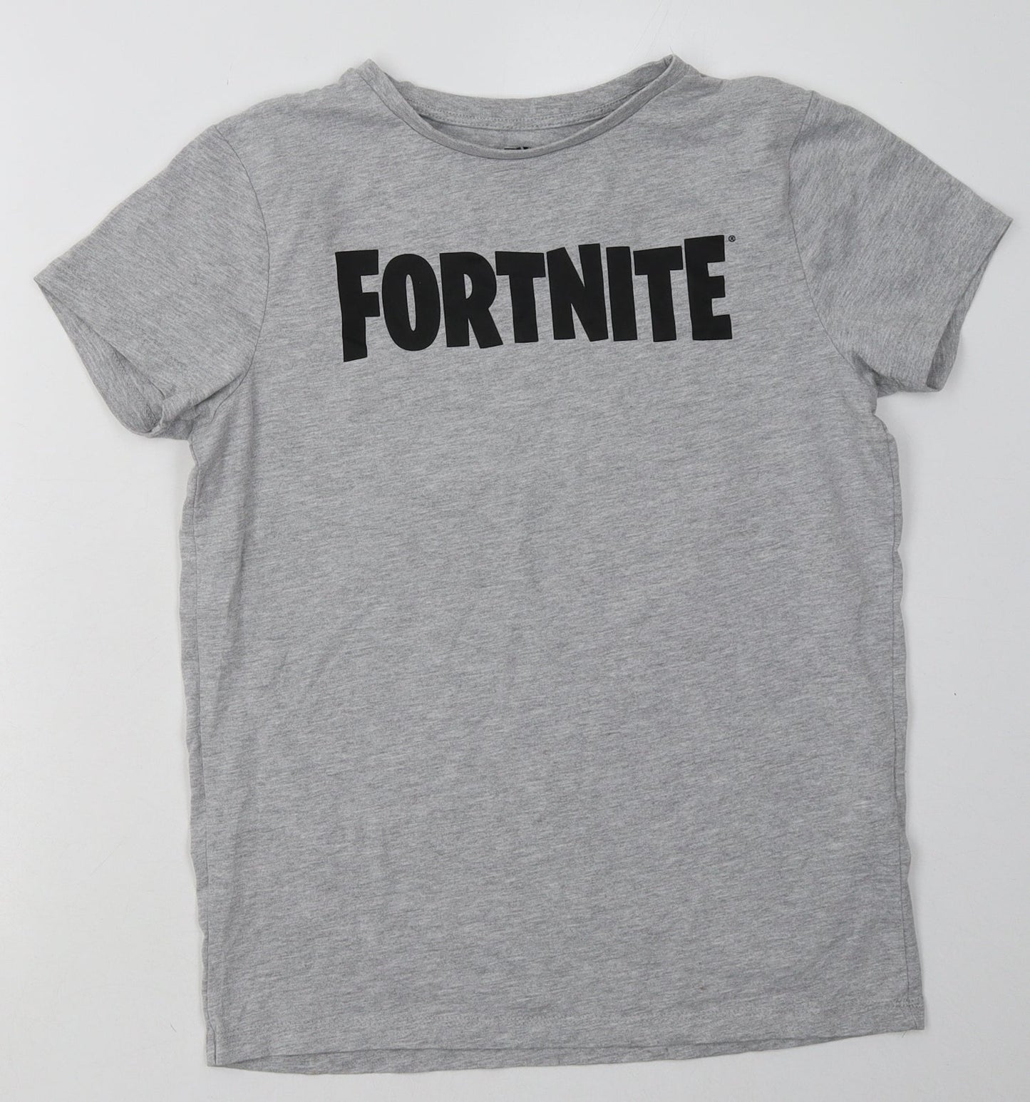 Primark Womens Grey  Coir Basic T-Shirt Size L Crew Neck - Fortnite