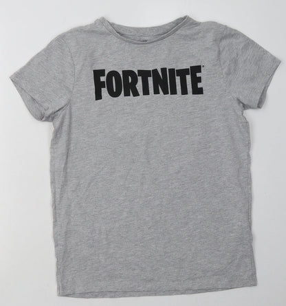 Primark Womens Grey  Coir Basic T-Shirt Size L Crew Neck - Fortnite