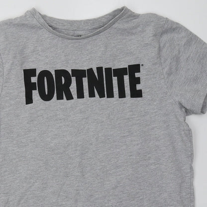 Primark Womens Grey  Coir Basic T-Shirt Size L Crew Neck - Fortnite