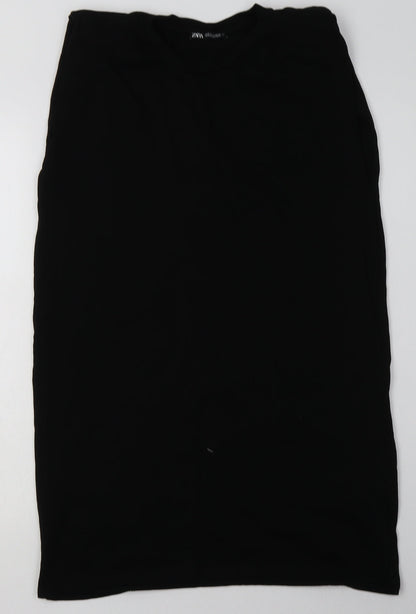 Zara Womens Black  Cotton Tank Dress  Size M  Crew Neck Pullover