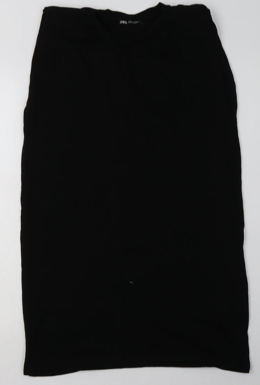Zara Womens Black  Cotton Tank Dress  Size M  Crew Neck Pullover