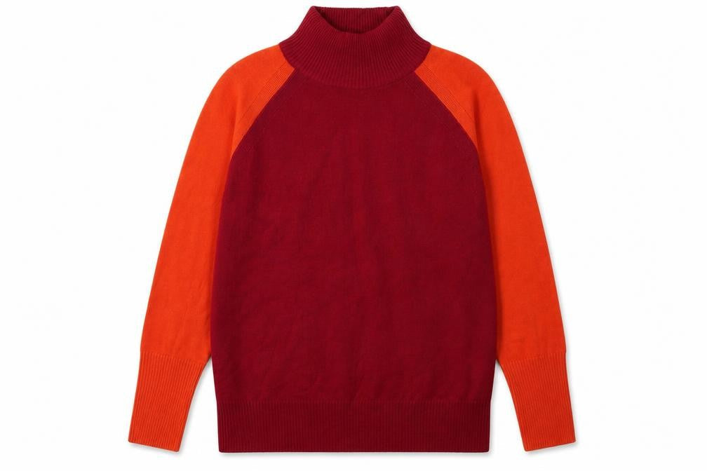 Front view of Marks & Spencer women’s red acrylic pullover sweatshirt, size S, pullover