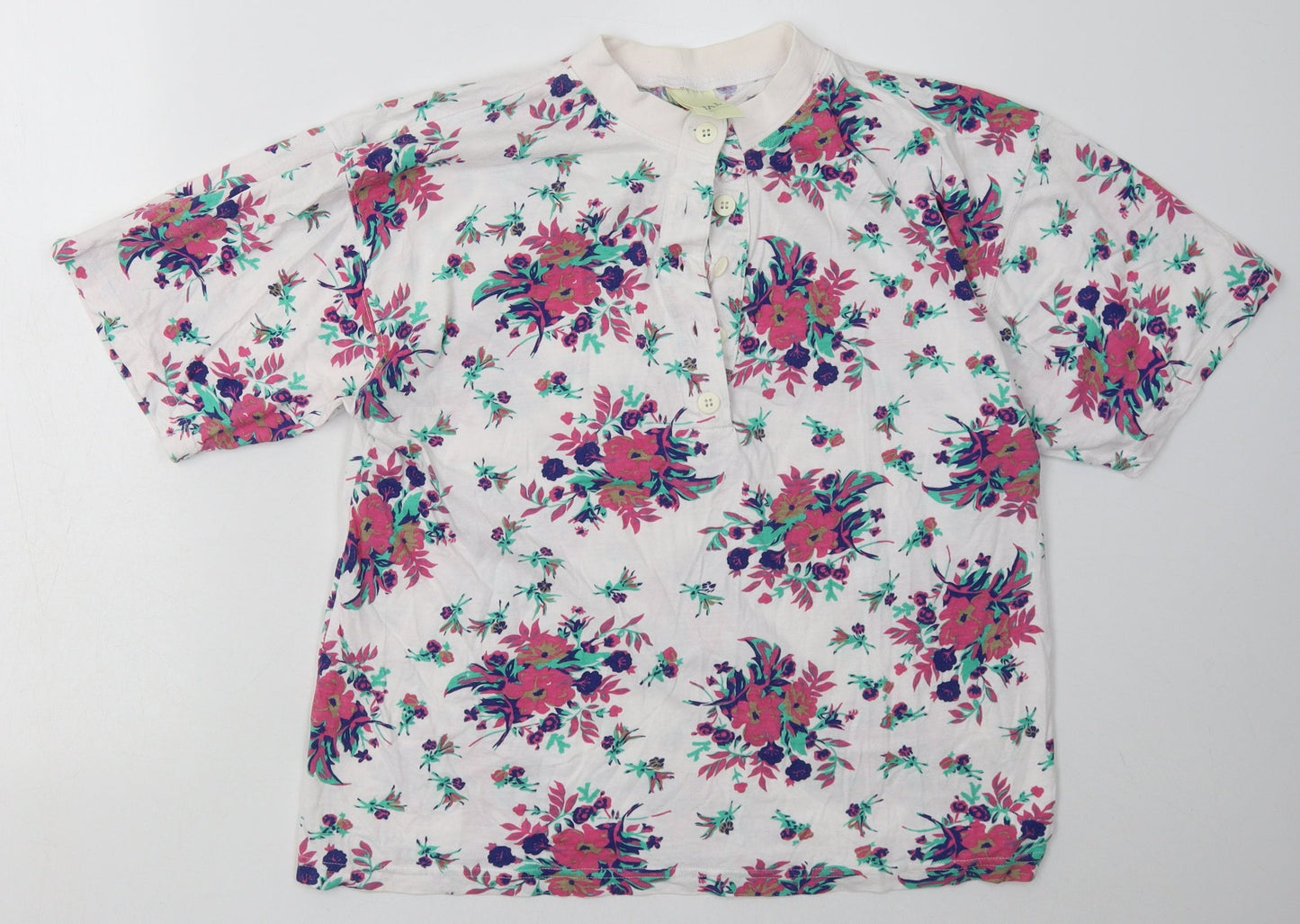 Casual Woman Womens Pink Floral Cotton Basic T-Shirt Size 12 Halter