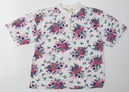 Casual Woman Womens Pink Floral Cotton Basic T-Shirt Size 12 Halter