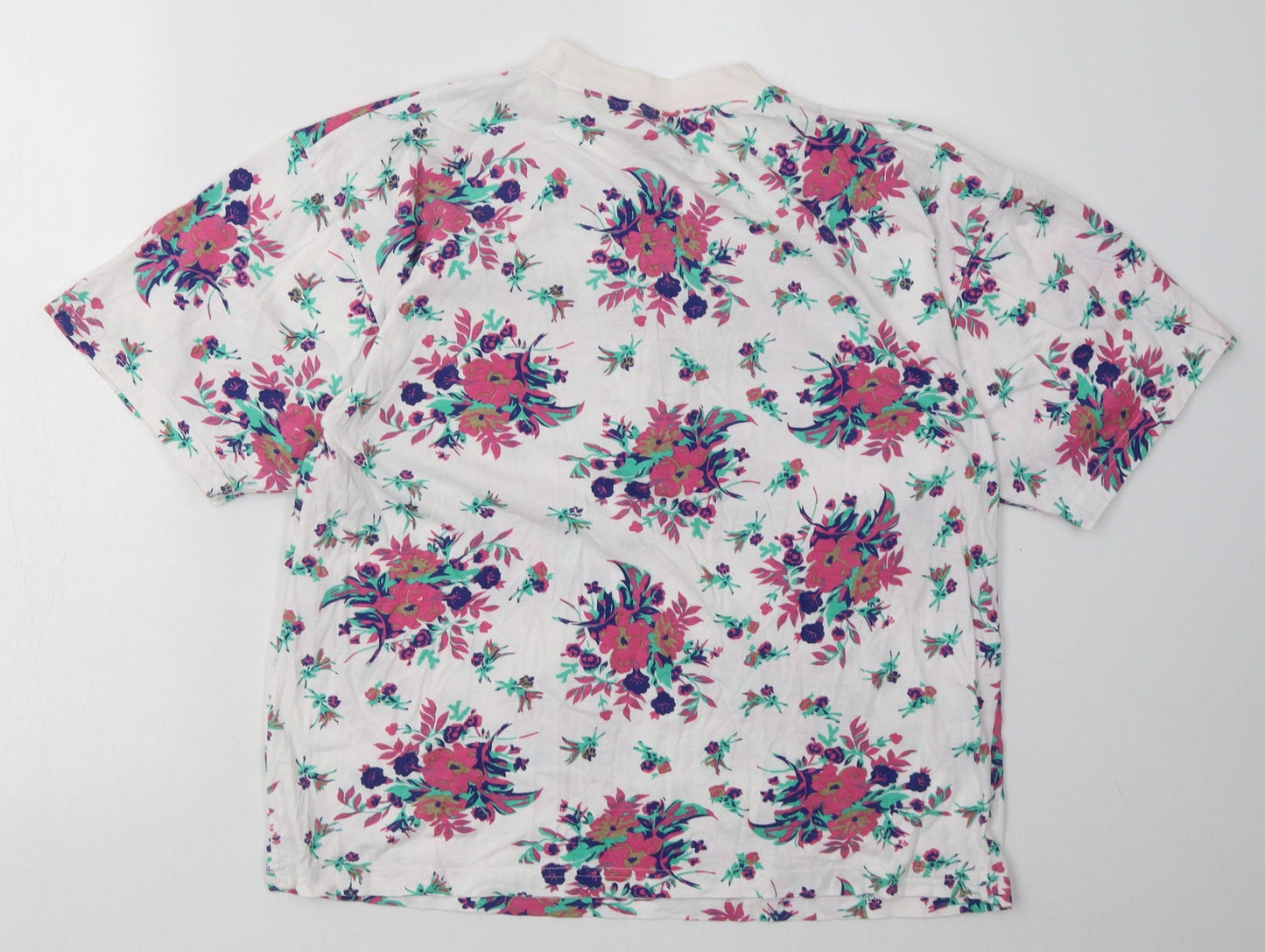 Casual Woman Womens Pink Floral Cotton Basic T-Shirt Size 12 Halter