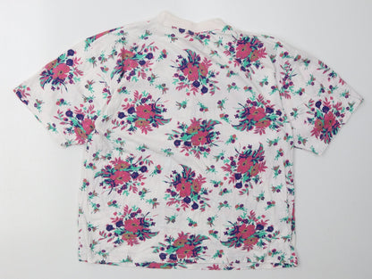 Casual Woman Womens Pink Floral Cotton Basic T-Shirt Size 12 Halter