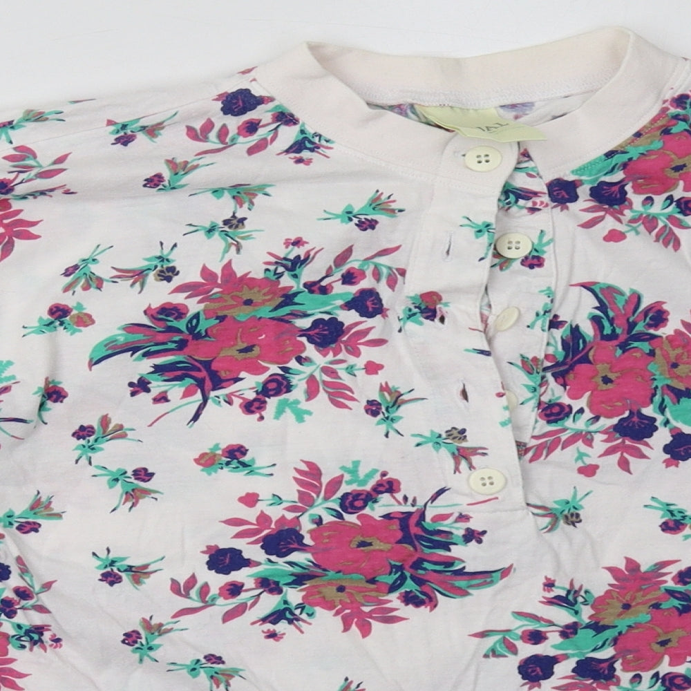 Casual Woman Womens Pink Floral Cotton Basic T-Shirt Size 12 Halter