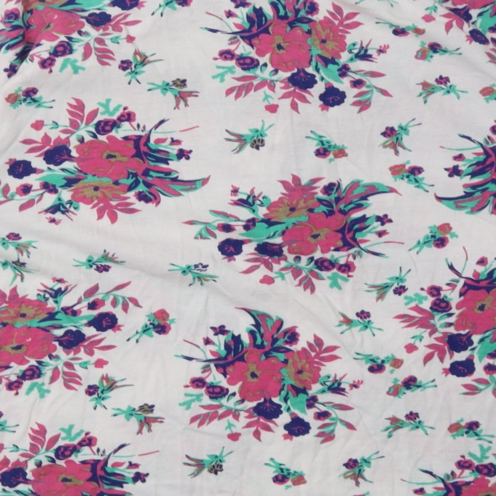 Casual Woman Womens Pink Floral Cotton Basic T-Shirt Size 12 Halter