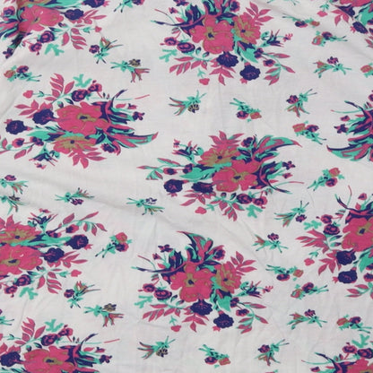 Casual Woman Womens Pink Floral Cotton Basic T-Shirt Size 12 Halter