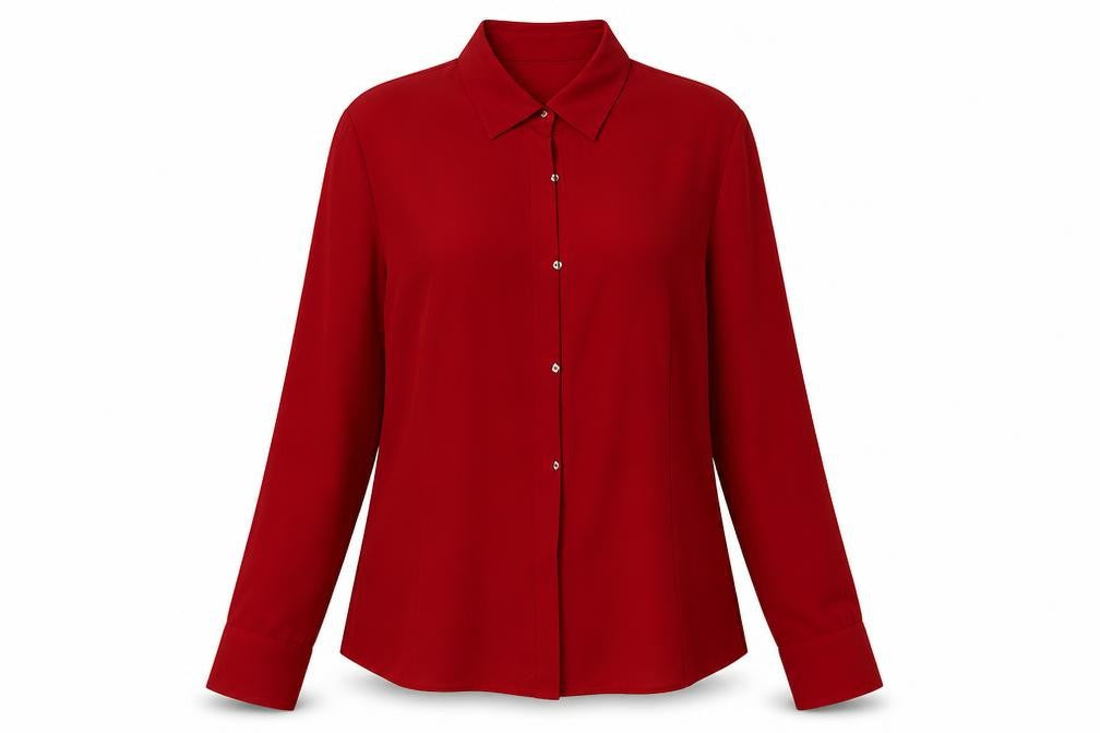 Womens UK Size 12 Debenhams Red Basic Button-Up