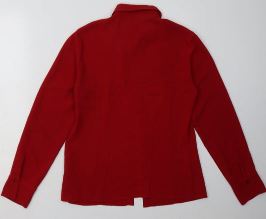 Womens UK Size 12 Debenhams Red Basic Button-Up