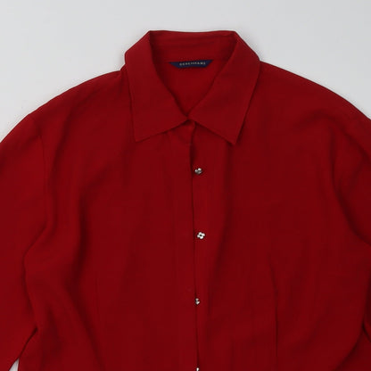 Womens UK Size 12 Debenhams Red Basic Button-Up