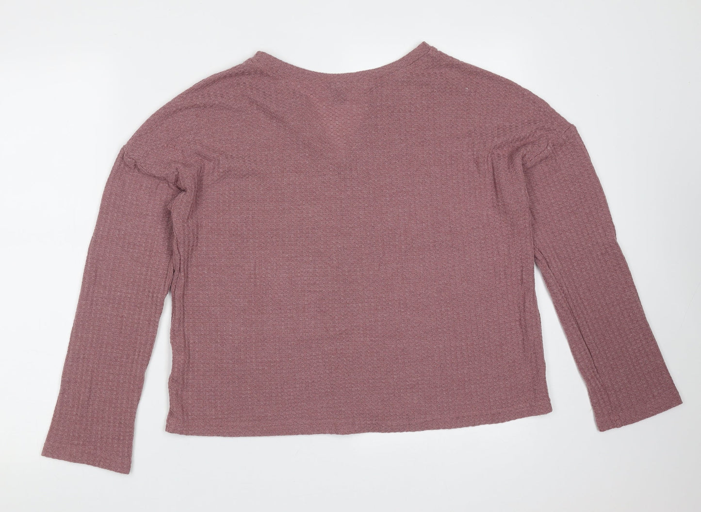 SheIn Womens Purple V-Neck  Polyester Pullover Jumper Size L   - waffle knit