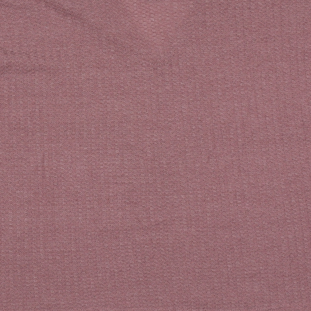 SheIn Womens Purple V-Neck  Polyester Pullover Jumper Size L   - waffle knit