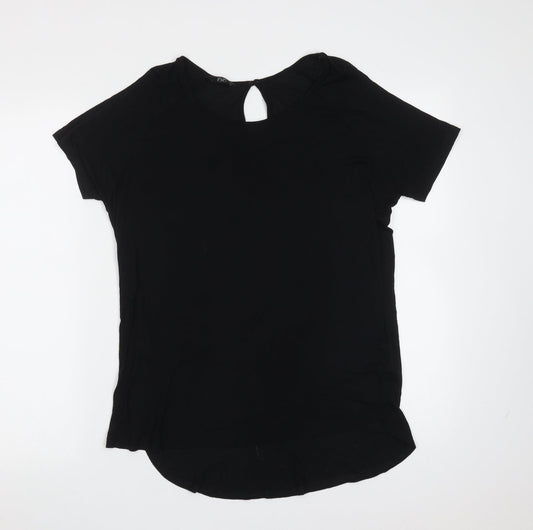 F&F Womens Black  Viscose Basic T-Shirt Size 8 Round Neck