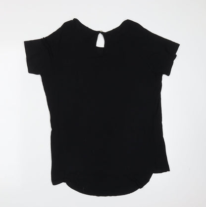 F&F Womens Black  Viscose Basic T-Shirt Size 8 Round Neck