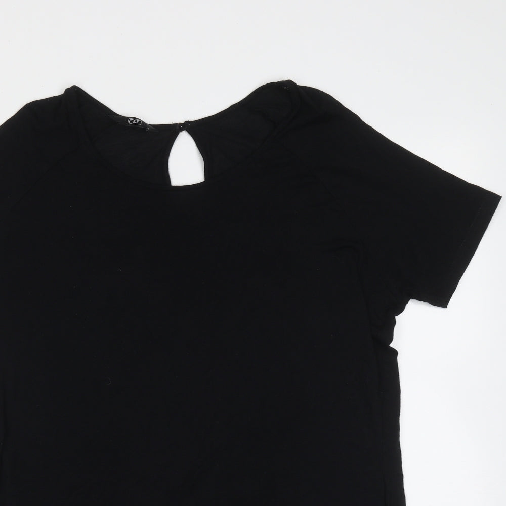 F&F Womens Black  Viscose Basic T-Shirt Size 8 Round Neck
