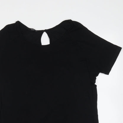 F&F Womens Black  Viscose Basic T-Shirt Size 8 Round Neck