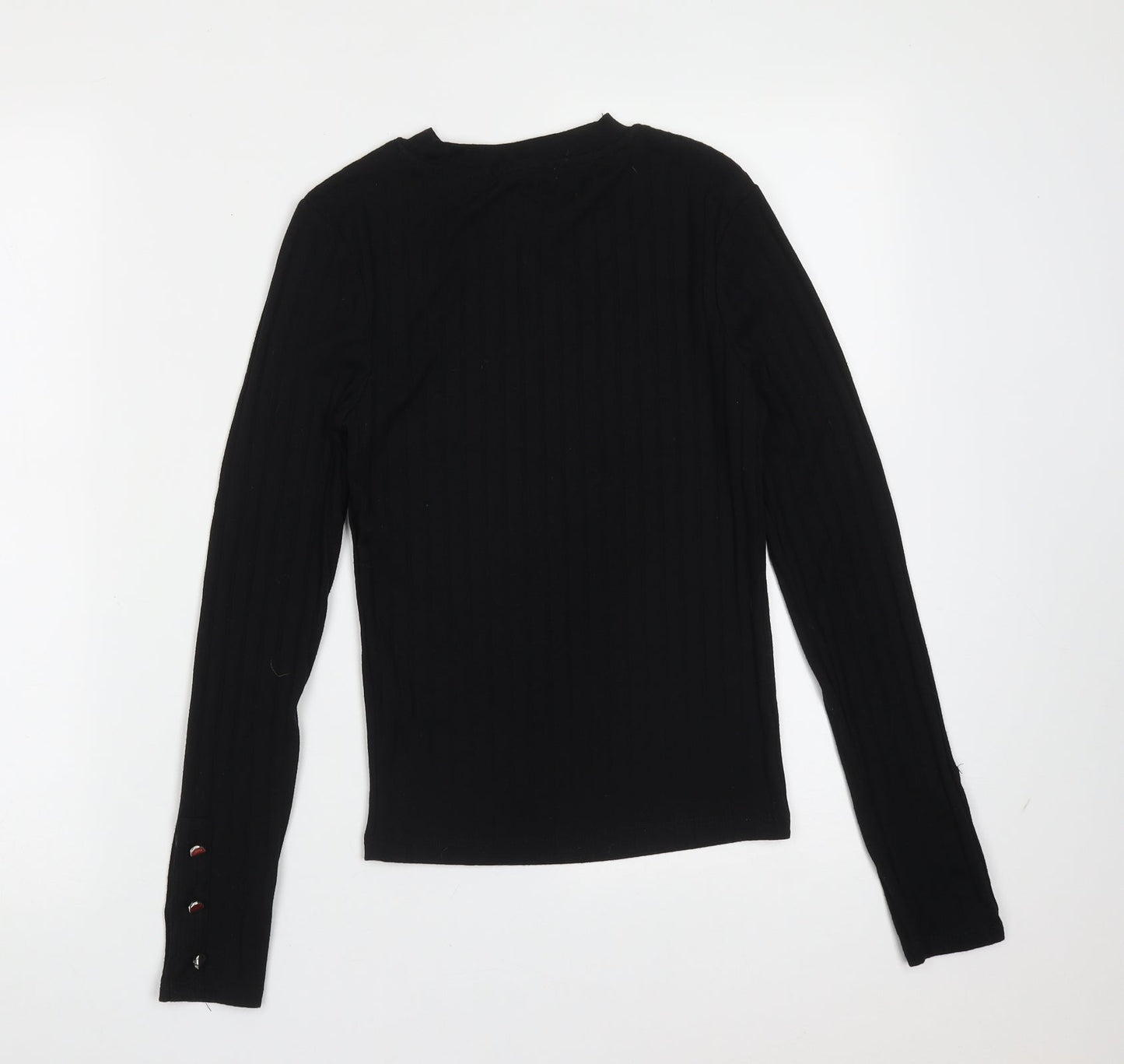 Primark Womens Black Round Neck Striped Polyester Pullover Jumper Size XS