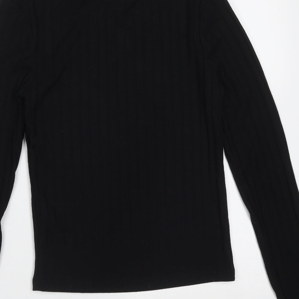 Primark Womens Black Round Neck Striped Polyester Pullover Jumper Size XS