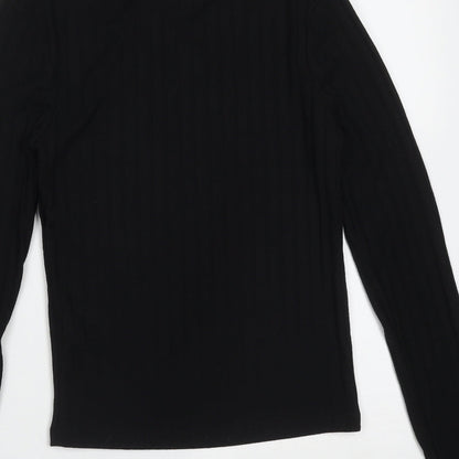 Primark Womens Black Round Neck Striped Polyester Pullover Jumper Size XS