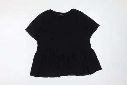 F&F Womens Black  Cotton Basic T-Shirt Size 10 Round Neck