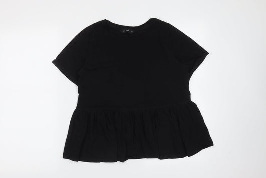 F&F Womens Black  Cotton Basic T-Shirt Size 10 Round Neck