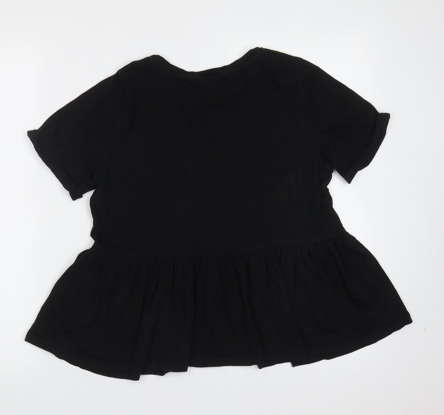 F&F Womens Black  Cotton Basic T-Shirt Size 10 Round Neck