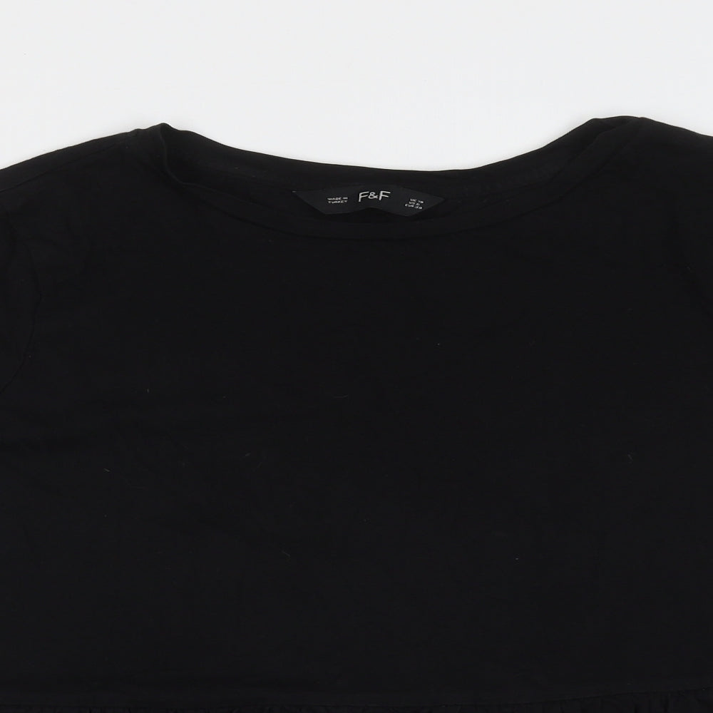 F&F Womens Black  Cotton Basic T-Shirt Size 10 Round Neck