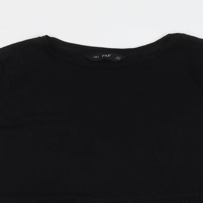 F&F Womens Black  Cotton Basic T-Shirt Size 10 Round Neck
