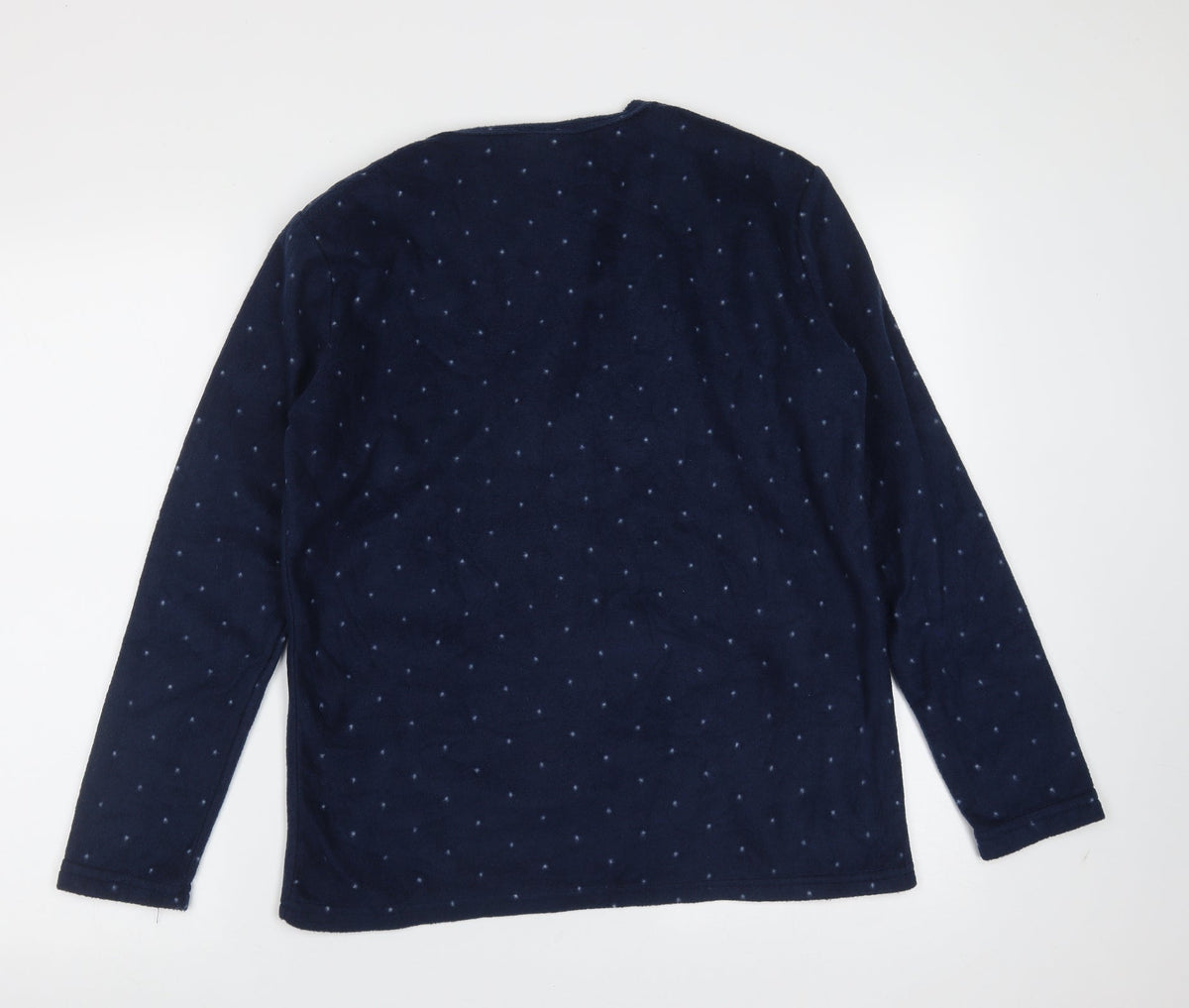 Back view of tramas women’s blue solid polyester top pyjama top, size S, - polar bear