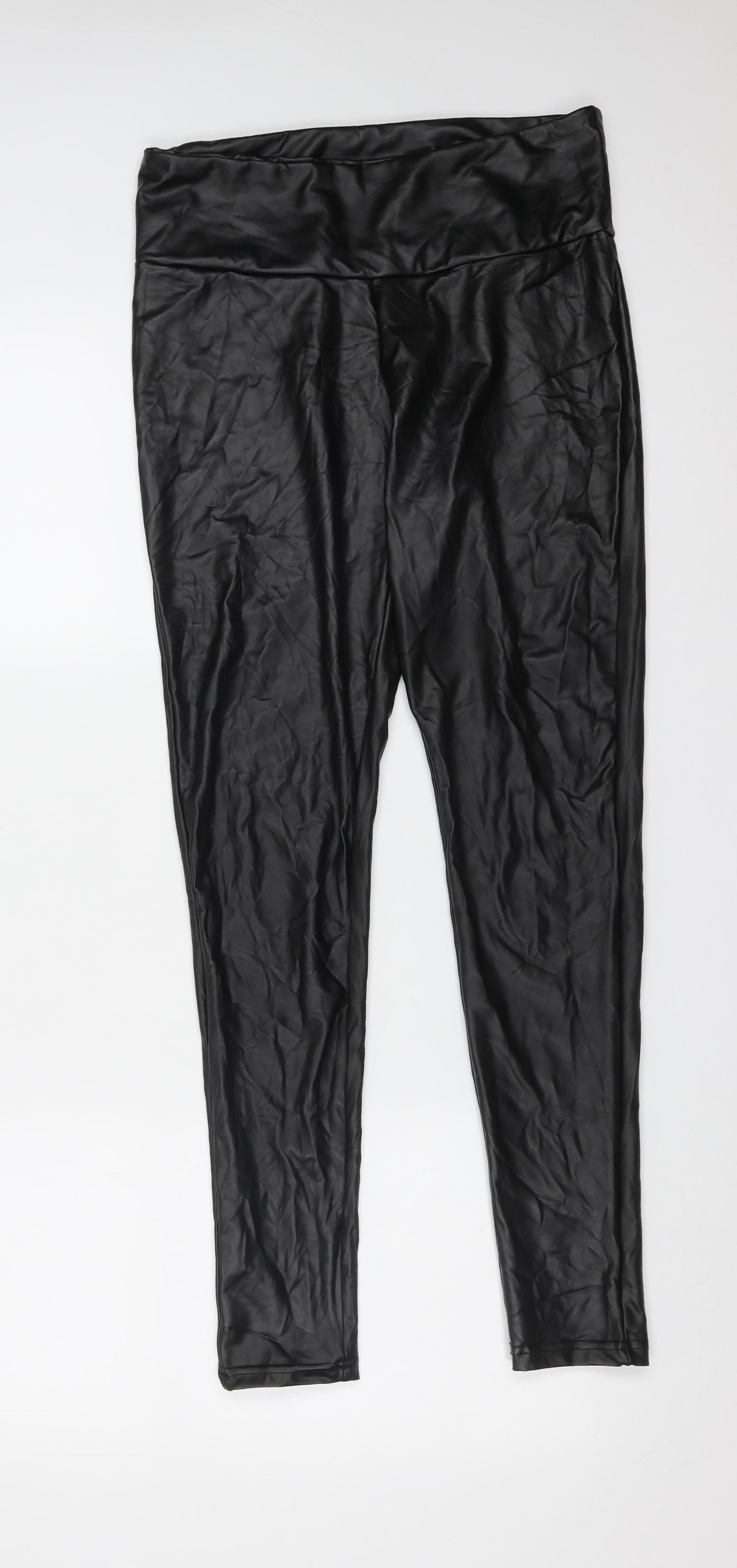 Primark Womens Black  Polyester Carrot Trousers Size S L28 in Extra-Slim  - Leggings