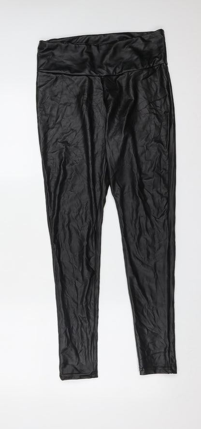 Primark Womens Black  Polyester Carrot Trousers Size S L28 in Extra-Slim  - Leggings